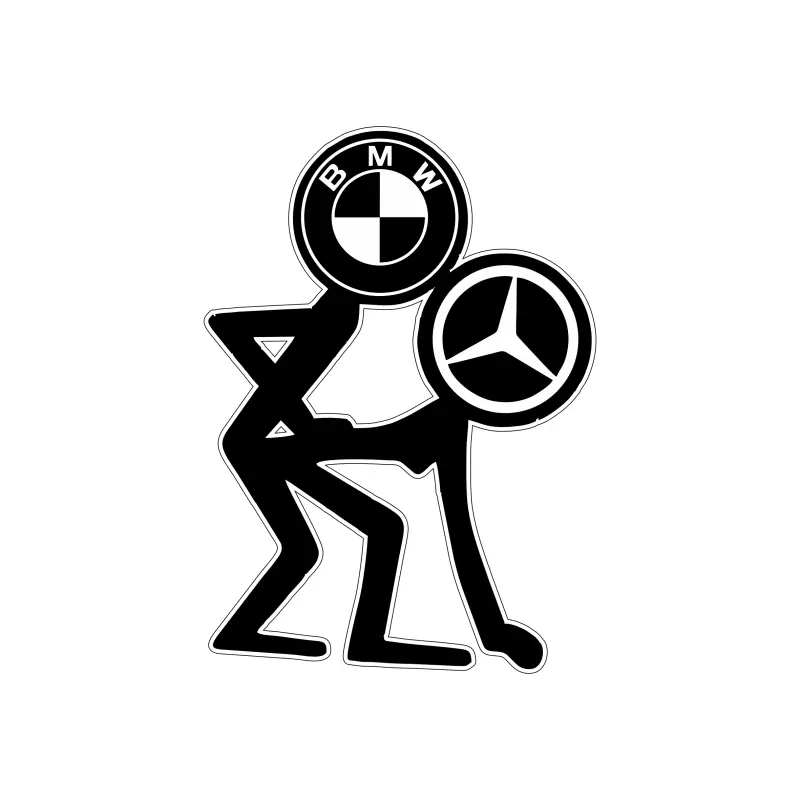 Bmw vs mercedes, autocolant, dimensiune 115x80 mm, model 070